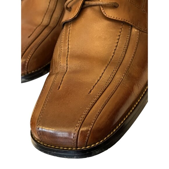 Stacy Adams Mens Square-Toe Leather Oxford Dress Shoes Tan Lace-Up Size 10.5M - Picture 10 of 11